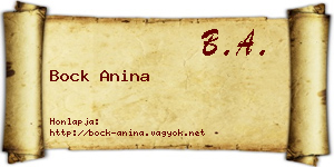 Bock Anina névjegykártya